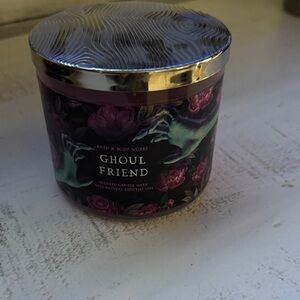 Bath & Body Works Ghoul Friend Candle with Green and Purple Design